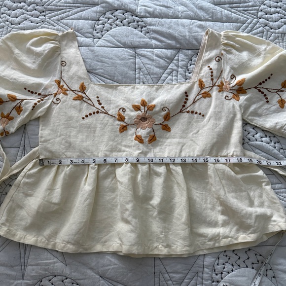 For Love of the Moon Embroidered Floral Flutter Sleeve Top - Picture 8 of 10